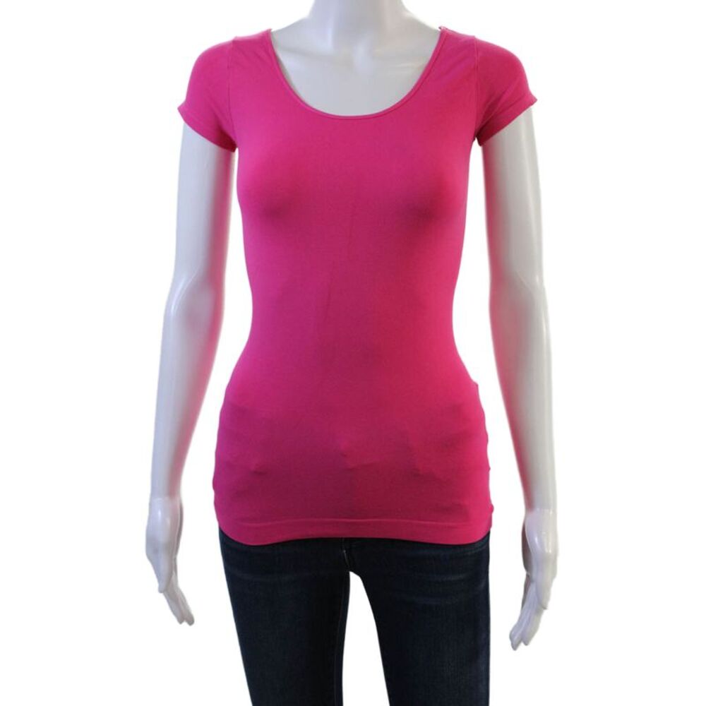 Recover Women Basic Pink T Shirt Short Sleeve Round Neck Size One Size